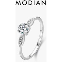 Modian Romantic Wedding Ring real 925 Sterling Silver Round Zirconia Classic Finger Rings For Women Engagement Fine Jewelry Gift