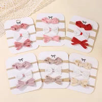 3Pcs /set Sweet Lace Bows Headbands for Girls Baby Knot Bowknot Soft Elastic Hair Band Infant Headwear Hair Accessories