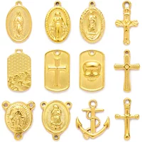 5pcs/Lot Religious Holy Mother Stainless Steel DIY Charms Female Believer Cross Necklace Pendants Women's Cross Jewelry