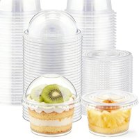 50PCS Disposable Pudding Dessert Cup with Lid Plastic Cup Ice Cream Mousse Cake Birthday Party Picnic Wedding Christmas Dessert