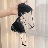 Сексуальный Сексапилен Seksowny Rhywiog Joshës Сексапильный 프렌치 레이스 노와이어 브라 전면 클로저 여름용 초박형 가는 끈 뷰티 백 소가슴 업 리프팅 란제리 BANERDANNI
