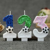 Cute Football Number 0-9 Birthday Candles Green Pink Blue Soccer Theme Party Cake Decoration Topper Birthday Supplies