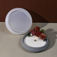 Round Bowl Silicone Mold Irregular Candle Jar Mold DIY Wave Edge Gypsum Round Cup Planter Concrete Molds Home Decoration