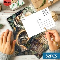 32pcs, Forest Bookshop postcards, animal collage cards, wall art cards, planner cards, greeting cards, greeting card gift sets