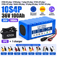 100Ah 36V Wiederaufladbarer Akku, 10S4P Konfiguration, GB-BP-36V-100Ah-10S4P, XT60-DC-Stecker, XT60-Stecker, T-Stecker+DC-Stecker, XT30+JST-Stecker-Optionen