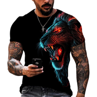 Fashion Lion Leopard Graphic T-Shirt For Men Cool Animals 3D Printed Tees Summer Round Neck Tops Oversized Short Sleeve T Shirts
