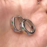 ZAKOL Gold Color Chunky Hoop Earrings for Women Shiny Zircon Star Round Circle Piercing Earrings Fashion Party Jewelry