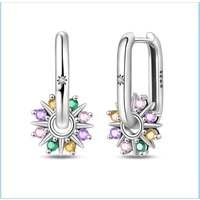 2026 New 925 Sterling Silver Hoop Earrings Sun Ear Zircon Drop Earrings Stud For Woman Fine Birthday Wedding Party Jewelry Gifts