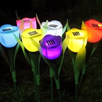 1PCS Solar Tulip Lights Outdoor Waterproof LED Garden Stake Lights Auto on At Dusk Mood Lighting for Yard Pathway Patio