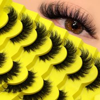 Lasvirey Fluffy False Lashes 5/7 Pairs Cat Eye Lashes Dramatic Thick Fluffy Lashes 5D Volume Faux Mink Lashes Extension Makeup