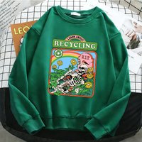 Comic Design Vintage Hoodies Fashion Warm Fleece Sweatshirt Soft O-Neck Pullover Casual Female Clothes