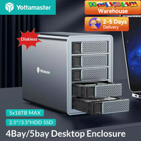 【Free Shipping From Overseas Warehouse】Yottamaster 5 Bay 90 TB RAID externes Festplattengehäuse 150 W Leistung mit Lüfter 2,5 Zoll 3,5 Zoll SATA HDD SSD Festplattenspeicher