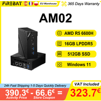 FIREBAT AM02 MINI PC AMD Ryzen 5 6600H LPDDR5 16GB RAM 512GB SSD Windows 11 WIFI6 Bluetooth5.2 HDMI 6 rdzeni 12 wątków