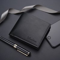 Herren Geldbörse Lychee Print Englisch Casual Style Reiß verschluss Kreditkarte Brieftasche