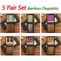 5 Pairs Of Bamboo Chopsticks Tableware Non-Slip Japanese Natural Wood Sushi Food Multi Color Household Long Chopsticks Set