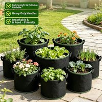 Foldable 3 5 7 10 Gallon Fabric Plant Grow Pot, Breathable Growing Bag For Courtyard Balcony Vegetable And Fruit Cultivation