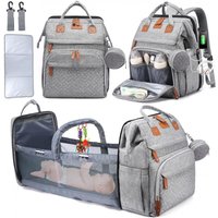 3 In 1 Diaper Bag Backpack Foldable Baby Bed Waterproof Travel Bag with USB Charge Nappy Stroller Bag with Changing Bed 3 types