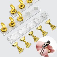 Reusable Multi-color Magnetic False Nail Holder 5Pcs Crystal Base Nail Tip Practice Rack DIY Nail Art Decoration Display Tool