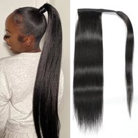8-32Inch Straight Ponytail Human Hair Virgin Straight Wrap Around Ponytail Hair Extension For Women Hair Natural Color Hairpiece