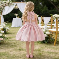 Elegant Bow Bridesmaids Girls Dress Fashion Birthday Party Princess Evening Dresses Girl Baptism Wedding Pageant Tutu Prom Gown