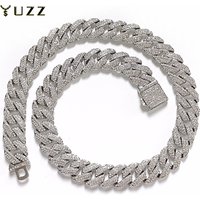 New 16MM Prong Cuban Link Chain Hip Hop Men 3Rows Rhinestone Necklace Iced Out Chain Women Paved Miami Polygon Cuban Necklaces