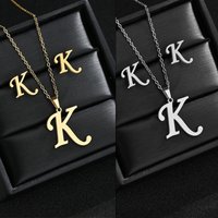 Fashion Stainless Steel Alphabet Initial Necklace 26 English Letter Earrings Necklace For Women Set Personalize Jewelry Gift