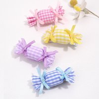 4Pcs Cute Plaid Candy Hair Clip Sweet Tartan Bow Hairpin Girls Children Handmade Baby Bangs Edge Barrette Headdress Accessories