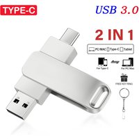 USB3.0 TYPE-C Business Gift USB 3.0 Flash Drive 128GB USB-C Memory Stick 64GB Metal Pen Drive 32GB Rotatable USB Stick 16GB 8GB