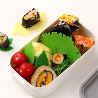 1set Sushi Rice Ball Mat Silicone Lunch Divider Leaf Shape Box Lunch Accent Decoration Sushi Decoration