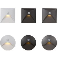 Lampe murale Led encastrée avec capteur de mouvement PIR, 100-240V, 3W, étanche, pour escaliers, couloir, clôture, échelle, veilleuse