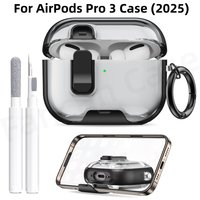 For AirPods Pro 3 Case 2025 with Phone Stand&Cleaner Kit Full-Body Protective Case for AirPods Pro 3 with Keychain for Women Men