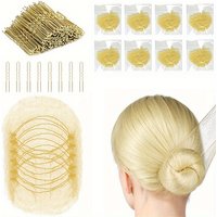 20+20pcs individually packaged golden invisible hair net kit elastic hair net 20in