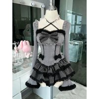 Woman Japanese Kawaii Preppy Style Skirt Sets Sweet Lace Patchwork Bow Tops Y2k Plaid Mini Skirts Female Elegant Lolita Outifits