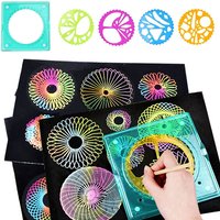 5 in 1 Spiral Art Gear Geometric Ruler Magic Rainbow Scratch Paper Kids DIY Drawing Toys Spiral Curve Painting Stencils Template