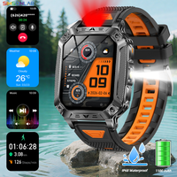 NEW Outdoor Sports Smart Watch 2.01-inch Screen Wireless Call Health Monitor Voice Assistant 1400mAH Battery Flashlight for Men