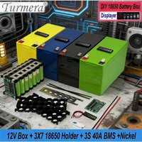 12V 18650 Battery Storage Box 3x7 Holder 40A Balance BMS Voltage Indicator Welding Nickel DIY Kit for Replace Lead-Acid use