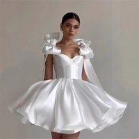 Elegant Women's Evening Dress Bowknot Spaghetti Strap Satin A-line Mini Party Banquet Dresses Temperament Socialite Vestidos