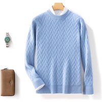 Autumn Winter New 100% Pure Wool Mat Knitted Water Pattern Round Neck Long Sleeve Wool Sweater That's a Thick Knitted Sweater