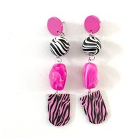 Y2K Jewelry Zebra Irregular Pink Stone Earrings for Women Kawaii Cute Punk 90s Aesthetic Drop Earrings Accessories Fashion
