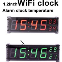 1.2 Inch Wifi Clock 24 Hours Electronic Clock LED Digital TIME Display Second Temperature Alarm Clock Wireless Network Timing