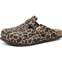 Hausschuhe aus Kork mit Leopardenmuster, halbe Schuhe für Männer und Frauen, Slip-On-Sandalen, rückenfreie Clogs, Unisex, für drinnen und draußen, bequemes Fußbett