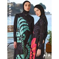 3PCS Long Burkini Muslim Women Femmes Swimsuit Modest Swimwear Quick Drying Islamic Long Sleeve, Full Cover Hijab, Top, Pant 