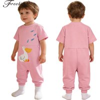 Kids Special Needs Adaptive Clothing Cotton Rompers Short Sleeve Zipper Crotch Anti-Strip One Piece Jumpsuit Children Homewear