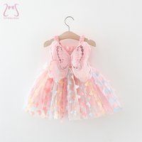Neue Baby Mädchen Geburtstags feier Abendkleider Sommer Schmetterling Flügel Kinder Kleidung süße bunte Kleinkind Kinder Kostüm