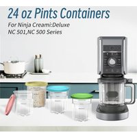 4 Pack For Ninja Creami Deluxe 11-in-1 XL Family Size NC500/NC501 Pints 24oz Dishwasher Safe BPA-Free Leak Proof Assorted Colors