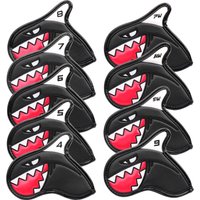 New White Black Sea Shark Golf Irons Head Covers PU Leather Golf Clubs Iron Set Headcover #4-9PAS for Man Women