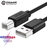 QGeeM USB2.0 Printer Cable High Speed Type A to B Male to Male USB Printer Cable Data Sync for 3D Label Printer Lenovo 1m 2m 3m