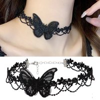 New Lace Choker Necklace Women Elegant Butterfly Embroidered Necklace Vintage Sexy Short Choker Neck Chain Fashion Jewelry Girls