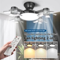 Lampa z wentylatorem E27 2w1 60W, wentylator sufitowy w kształcie drona z pilotem, żarówka z wentylatorem AC85-265V do domu i restauracji