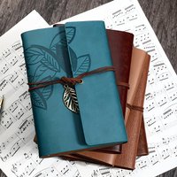 Vintage Leaf Hand Book Faux Leather Notebook - 75 Sheets Kraft Paper Leather Bound Daily Notepad for Lined Paper
